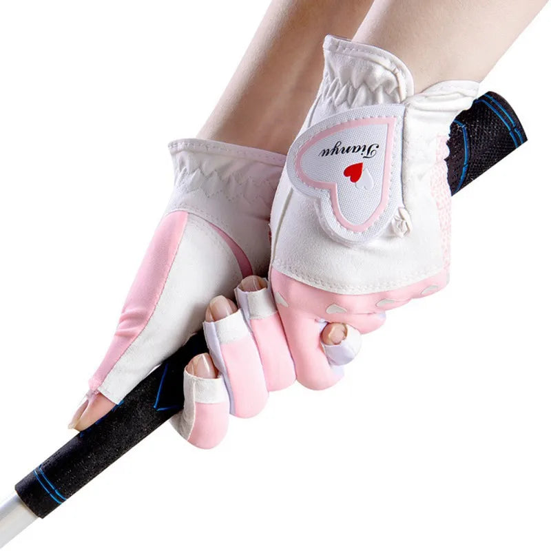 1Pair Women Golf Gloves Fingerless Soft Sport Glove