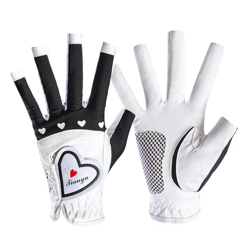 1Pair Women Golf Gloves Fingerless Soft Sport Glove