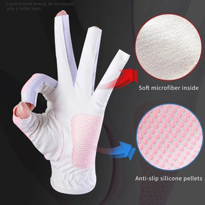 1Pair Women Golf Gloves Fingerless Soft Sport Glove