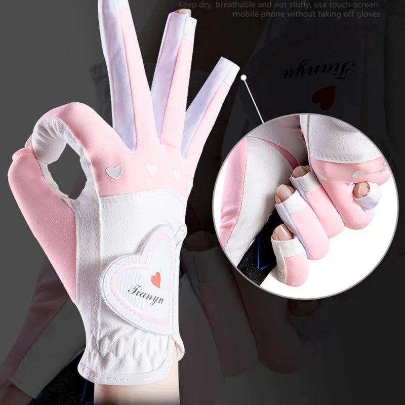 1Pair Women Golf Gloves Fingerless Soft Sport Glove