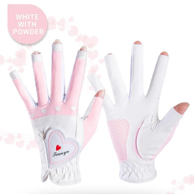 1Pair Women Golf Gloves Fingerless Soft Sport Glove