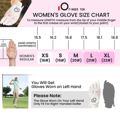 Golf Gloves Women's Left Hand Non-Slip Breathable Value 3 Pack,Ladies Glove For Right-Handed Golfer All Weather Grip Weathersof