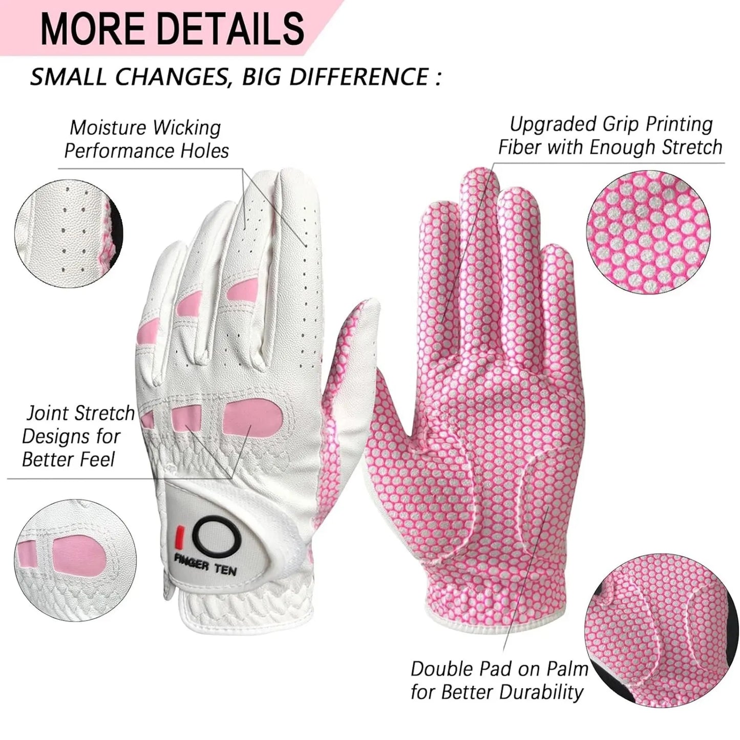 Golf Gloves Women's Left Hand Non-Slip Breathable Value 3 Pack,Ladies Glove For Right-Handed Golfer All Weather Grip Weathersof